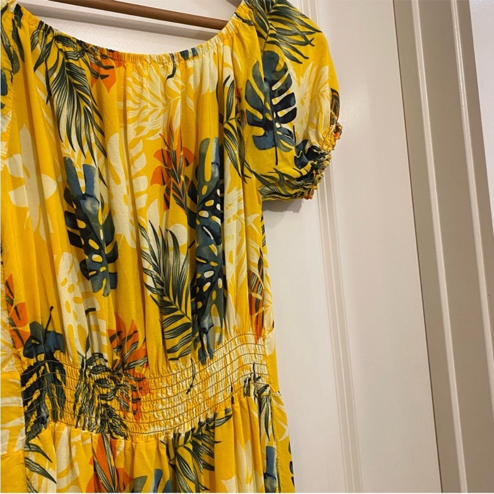 Seven Islands Sunny Yellow Floral tropical Dress tie front size large - Picture 4 of 7